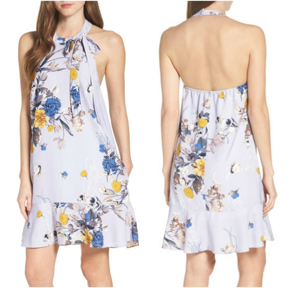 NWT Chelsea28 Bow A-Line Halter Dress with Pockets Medium